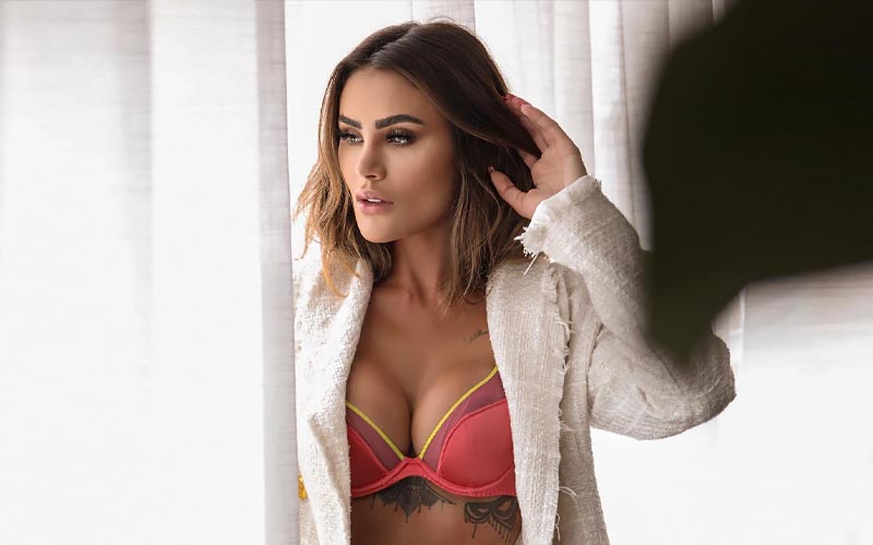 beautiful mexican woman in bra